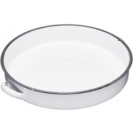 Serving Tray With Handles - Round - Enamel - White - 30cm (12&quot;)