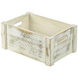 Wooden Crate - White Wash Finish - 34cm (13.4&quot;) - 15cm (6&quot;) Tall
