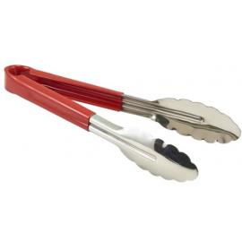 Tongs - All Purpose - Stainless Steel - Part Vinyl-Coated - Red - 23cm (9&quot;)