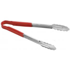 Tongs - All Purpose - Stainless Steel - Part Vinyl-Coated - Red - 24.5cm (9.6&quot;)