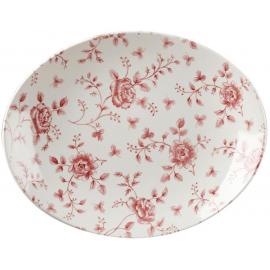 Plate - Oval - Churchill&#39;s - Vintage Prints - Rose Chintz - Cranberry - 31.7cm (12.5&quot;)