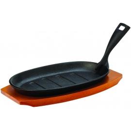 Sizzle Platter & Trivet - Oval - Cast Iron & Wood - 24cm (9.5&quot;)