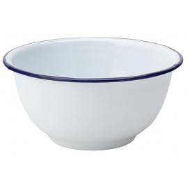 Round Bowl - Enamel - White and Blue - 13.5cm (5.5&quot;) - 54cl (19oz)