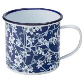 Beverage Mug - Enamel - Heritage - Blue & White Flowers - 38cl (13.5oz