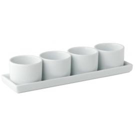 Gourmet Bowls & Tray - Porcelain - Titan - Tray 24.5cm (9&#39;&#39;) - Bowls 6cl (2oz)