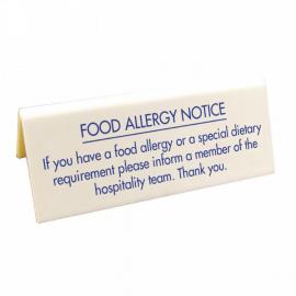Food Allergy Notice - Table Sign