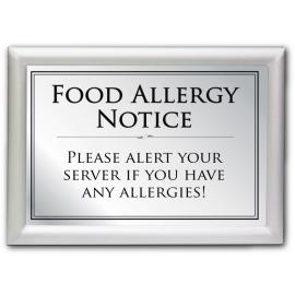 Food Allergy - Awareness Bar Sign - Brushed Silver - Framed - A5