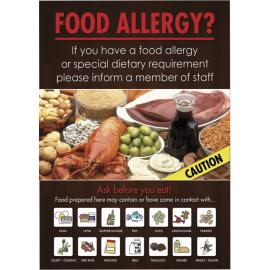 Food Allergy - Awareness Sign - Self-adhesive Vinyl - A4