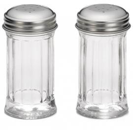 Salt or Pepper Shaker - Paneled Glass Body - Stainless Steel Top - 60ml (2oz)