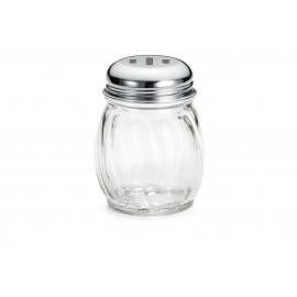 Cheese Shaker - Swirled Glass - Slotted Chrome Top - 18cl (6oz)