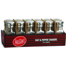 Salt or Pepper Shaker - Stainless Steel Top - Nostalgic Square Glass Body - 60ml (2oz)