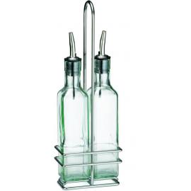Oil & Vinegar Set - Stainless Steel Pourers -  Chrome Rack - Prima - 25.1cl (8.5oz)