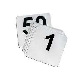 Table Numbers - Flat Sign  - 1 to 25 - Black on Stainless Steel
