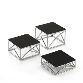 Buffet Riser Set - 3 Piece - Square - Chrome Plated - 15cm (6&quot;)