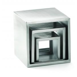 Buffet Riser Set - Cubes - 3 Piece - Brushed Stainless Steel