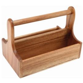 Table Caddy - Tool Box - Acacia Wood - Large - Dark