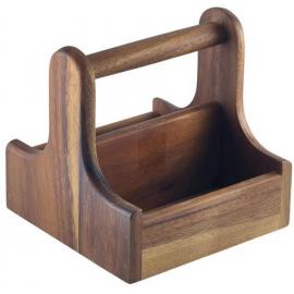 Table Caddy - Tool Box - Acacia Wood - Small - Dark