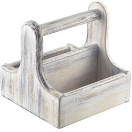 Table Caddy - Tool Box - Acacia Wood - Small - White