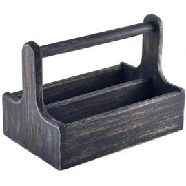 Table Caddy - Tool Box - Acacia Wood - Large - Black