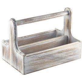 Table Caddy - Tool Box - Acacia Wood - Large - White