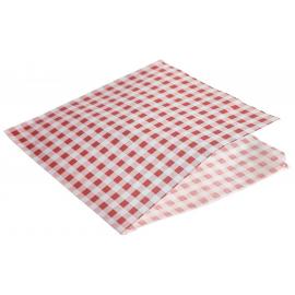 Greaseproof Bag - Double Opening - Square - Red Gingham Print - 17.5cm (6.9&quot;)