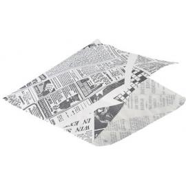 Greaseproof Bag - Double Opening - Square - Black on White Newspaper Print - 17.5cm (6.9&quot;)