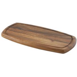 Serving Board with Juice Groove & 3 Recesses  - Acacia Wood - Oblong - 36cm (14.2&quot;)