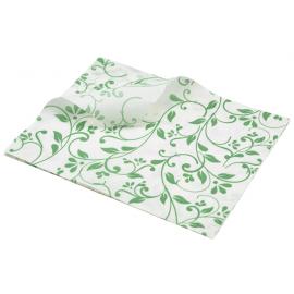 Greaseproof Paper - Oblong Sheets - Green Floral Print - 25cm (9.8&quot;)