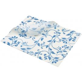 Greaseproof Paper - Oblong Sheets - Blue Floral Print - 25cm (9.8&quot;)
