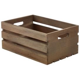 Wooden Crate - Dark Rustic Finish - 34xcm (13.4&quot;) - 15cm (6&quot;) Tall