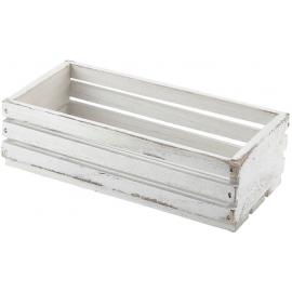 Wooden Crate - White Wash Finish - 25cm (9.8&quot;) - 7.5cm (3&quot;) Tall