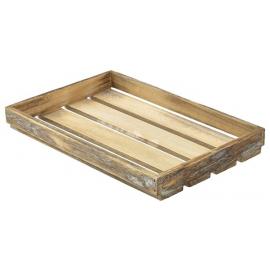 Wooden Crate - Dark Rustic Finish - 35cm (13.8") - 4cm (1.6") Tall