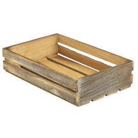 Wooden Crate - Dark Rustic Finish - 35cm (13.8&quot;) - 8cm (3.2&quot;) Tall