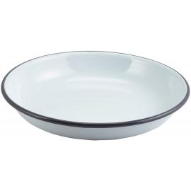 Deep Plate - White with Grey Rim - Enamel - 20cm (8&quot;)