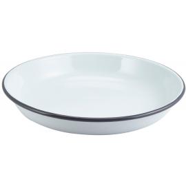 Deep Plate - White with Grey Rim - Enamel - 24cm (9.5&quot;)