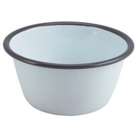 Deep Pie Dish - Round - Enamel - White with Grey Rim - 50cl (17.5oz)