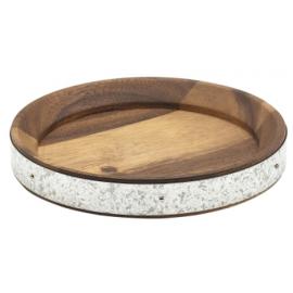 Round Serving Board - Zinc Banded - Acacia Wood - 17cm (6.7&quot;)