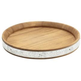 Round Serving Board - Zinc Banded - Acacia Wood - 24cm (9.5&quot;)