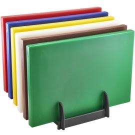 Chopping Boards - Low Density - Set of 6 + Rack - Mixed Colours - 45.5x30.5x2.5cm (18x12x1&quot;)