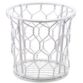 Round Basket - Wire - White - 10cm (4&quot;)