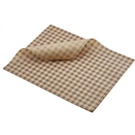Greaseproof Paper - Oblong Sheets - Brown Gingham Print - 25cm (9.8&quot;)