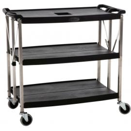 Trolley - Foldable - Polypropylene - Black - Large - 3 Shelves
