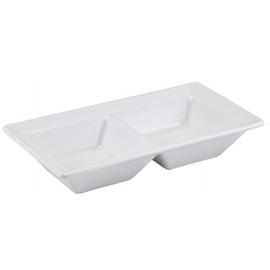 Dipping Dish - Oblong - Double Compartment - Porcelain - 15cm (6")