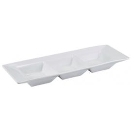 Dipping Dish - Oblong - Triple Compartment - Porcelain - 25.5cm (10&quot;)