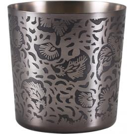 Serving Cup - Black Floral Design - Stainless Steel - 42cl (14.8oz)