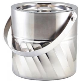 Ice Bucket With Lid - Double Walled - Swirl Design - Stainless Steel - 18cm (7&quot;)