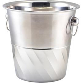 Wine & Champagne Bucket with Ring Handles - Swirl Design - Stainless Steel - 20cm (8&quot;)