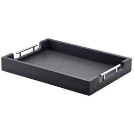 Serving Tray With Metal Handles - Butlers - Oblong - Acacia Wood - Black - 45cm (17.7&quot;)