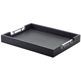Serving Tray With Metal Handles - Butlers - Oblong - Acacia Wood - Black - 50cm (19.7&quot;)