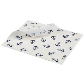 Greaseproof Paper - Oblong Sheets - Anchor Print - 25cm (9.8&quot;)